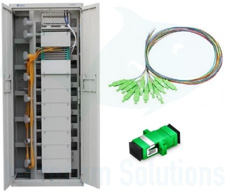 Armario de distribución de fibra optica (ODF) 264 Fusiones +264 adaptadores SC/ACP + 264 Pigtails G657A2