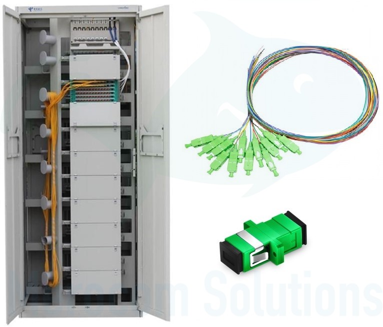 Armario de distribución de fibra optica (ODF) 264 Fusiones +264 adaptadores SC/ACP + 264 Pigtails G657A2