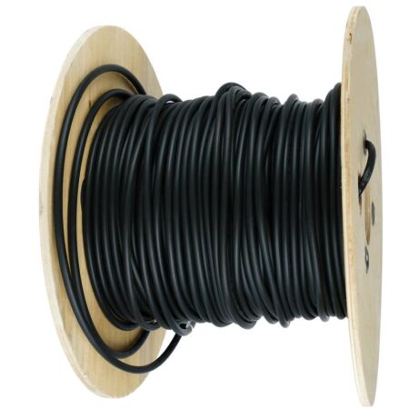 Bobina Acometida exterior/interior 1 fibra G657A2 con refuerzo acero + DuPont™ Kevlar® 1000m – ø 5mm interior plano | Negro/Blanco_C612