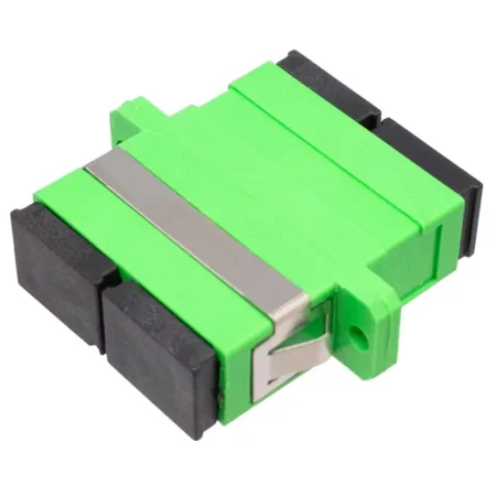 Adaptador dúplex con soporte (hembra – hembra) SC/APC_Tapón Negro | Verde