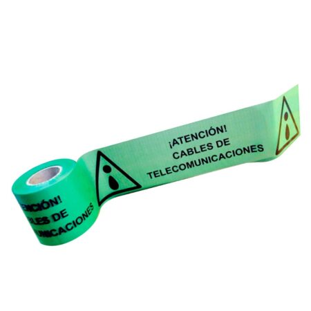 Cinta señalizadora para cables telecomunicaciones 250m*15cm |Verde